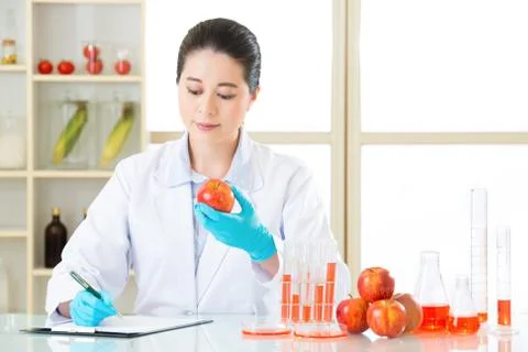 Recording data of test result from Examining genetic modification 库存照片