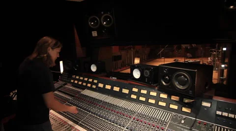 Recording a drummer in big studio 05 Stock Footage 52684869