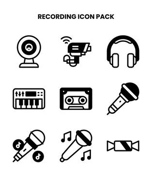 Recording DuoTone Graphics Icons Pack Stock Illustration