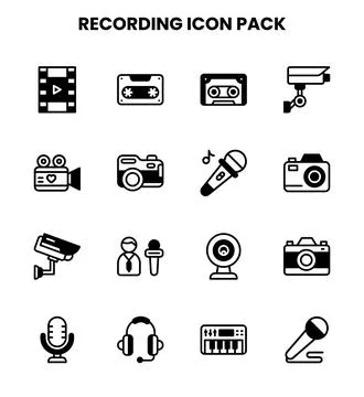 Recording DuoTone Icons Pack Stock Illustration