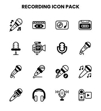 Recording DuoTone Icons Pack Stock Illustration