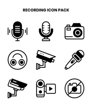 Recording DuoTone Vector Icons Pack Stock Illustration