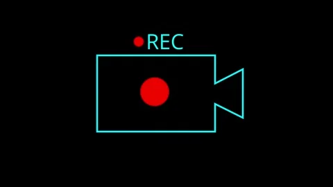 Recording frame icon animation, recording icon button, record sign on a bla.. Stock Footage 340487382
