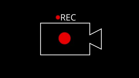 Recording frame icon animation, recording icon button, record sign on a bla.. Stock Footage 341504912