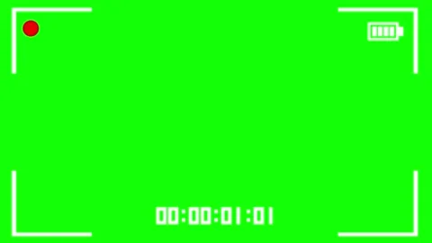 Recording icon blinking on green screen with timer Stock Footage 283105218