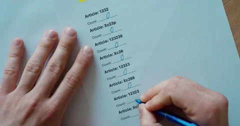Recording Inventory Counts on Stock Checklist Stock Footage 337760201