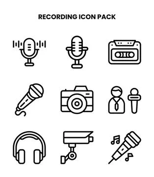 Recording Line Bundle Icons Pack Stock-Illustration
