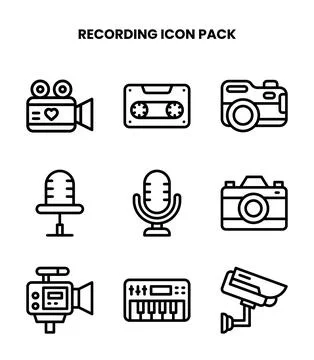 Recording Line Scalable Icons Pack Stock Illustration