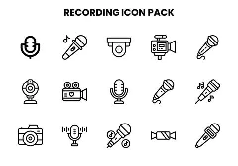 Recording Line SVG Icons Pack Stock Illustration