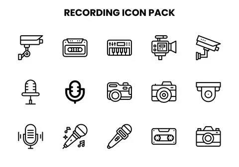 Recording Line Vector Icons Pack Stock Illustration