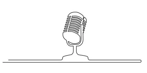 Recording microphone continuous line drawing イラスト素材