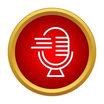 Recording microphone icon broadcasting a podcast or radio show Stock Illustration