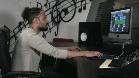 Recording music in studio. Stock Footage 113190685