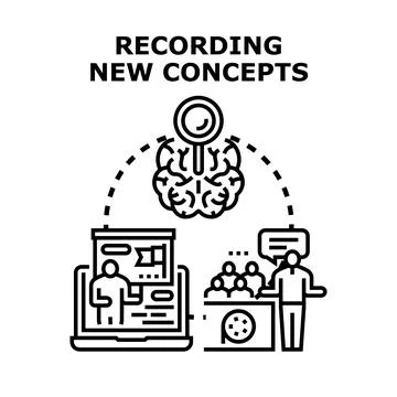 Recording new concepts process for education and learning Stock Illustration