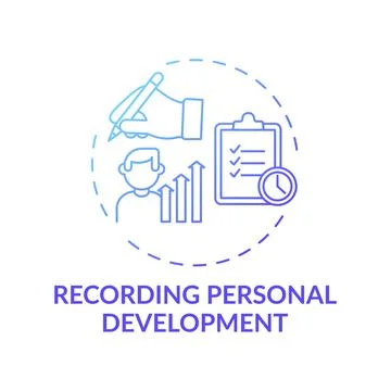 Recording personal development blue gradient concept icon Illustrazione stock