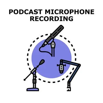 Recording podcasting content using professional microphones Stock-Illustration