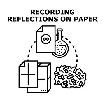Recording reflections on paper concept illustration Stock Illustration