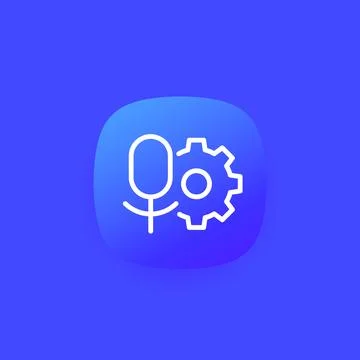 Recording settings line icon with microphone Stock Illustration
