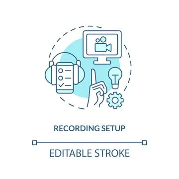 Recording setup turquoise concept icon Stock Illustration