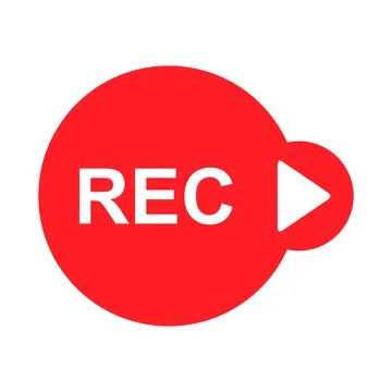 Recording sign button, red app panel, rec, vector symbol isolated on white ba Stock Illustration