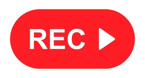 Recording sign button, red app panel, rec, vector symbol isolated on white ba Stock Illustration
