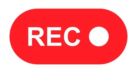Recording sign button, red app panel, rec, vector symbol isolated on white ba Stock Illustration