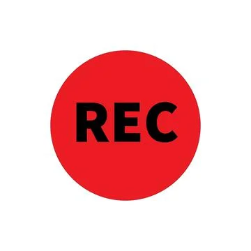 Recording sign, red panel, rec, vector symbol isolated on white background . Stock Illustration