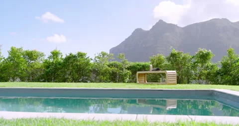 Recording starting, camera remaining fixed on pool scene showing stillness in Stock Footage 314027996