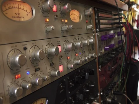 Recording Studio, Analogue Compressor Stock Footage 74655301