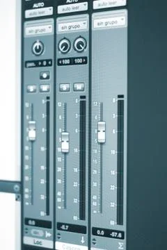 Recording studio audio controls Stock Photos