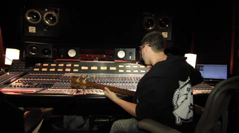 Recording Studio Bass player 14 Stock Footage 35853734