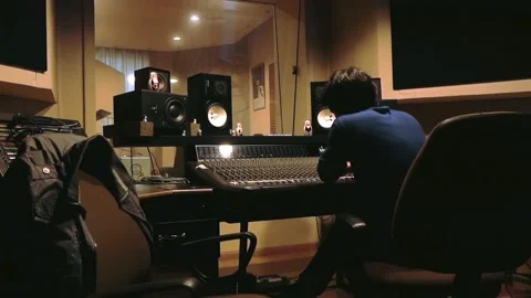 Recording studio, control room during recording Stock Footage 213634329