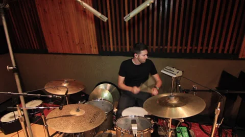 Recording Studio Drummer 13 Stock Footage 35870978