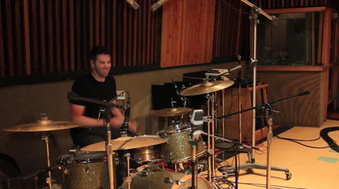 Recording Studio Drummer 18 Stock Footage 35870502