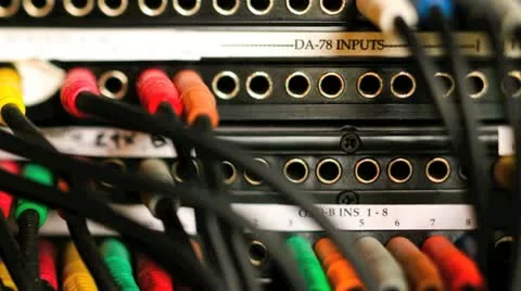 Recording studio equipment. patch panel and cables Stock Footage 20543783