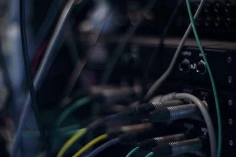 Recording studio gears in rack Stock Photos