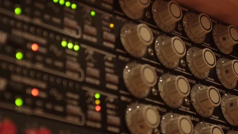 Recording studio HD compressor close up defocused Video stock 73912642