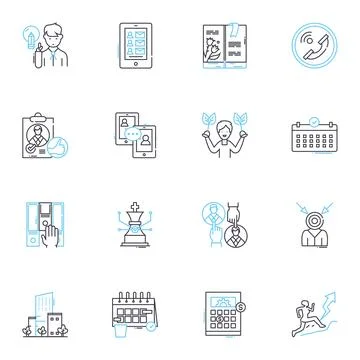 Recording studio linear icons set. oundproofing, Engineer, Monitor, Mixing イラスト素材