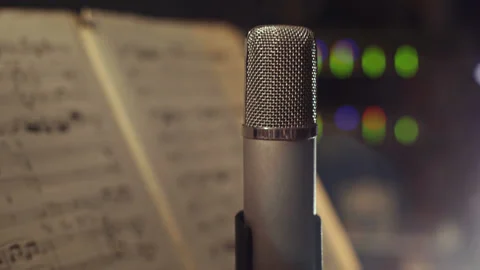 Recording studio microphone Stock Footage 142871654