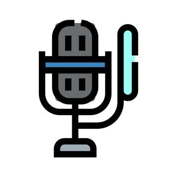 Recording studio microphone with a pop filter icon, symbolizing audio product Illustrazione stock