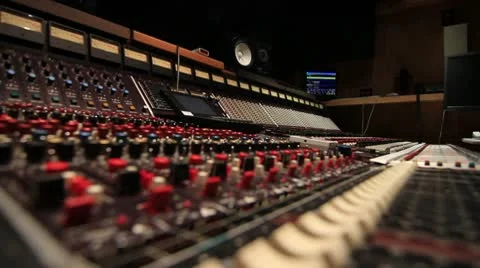 Recording studio Mixing board Console Focus Stock Footage 10787516