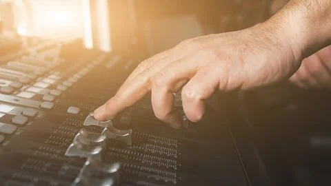 Recording studio mixing console Stock Photos