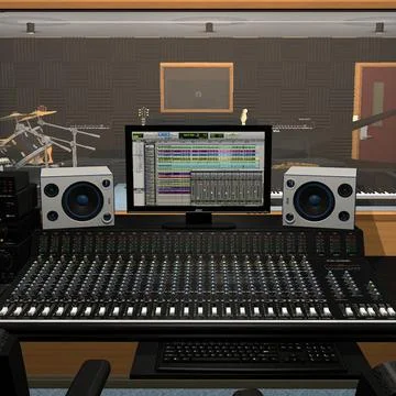 Recording Studio With Music Instruments 3D Model