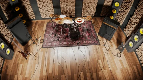 Recording studio with musical instrument... | Stock Video | Pond5