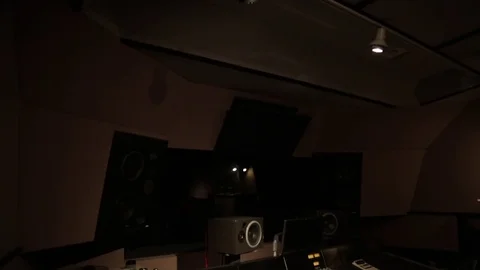 Recording Studio Pan Down To Large Multichannel Professional Sound Board Empty Stock Footage 80166528
