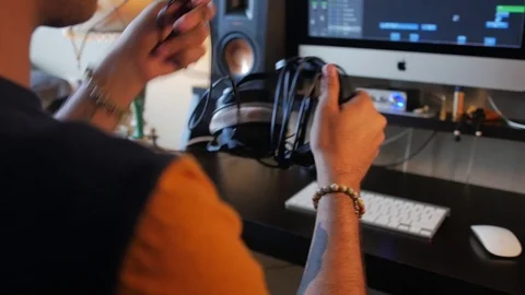Recording studio specialized facility sound recording mixing audio production Stock Footage 105361068