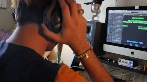 Recording studio specialized facility sound recording mixing audio production Video stock 105361160