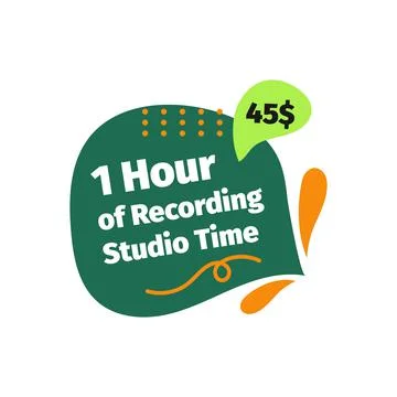 Recording studio time rent, 1 hour price at emblem Stock Illustration