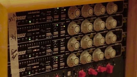 Recording studio_Compressor levels indicator blinking Video stock 73913835