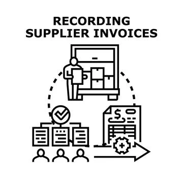Recording supplier invoices process with documentation and payments Stock-Illustration